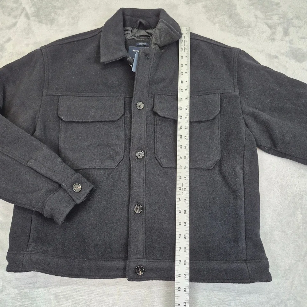 NWT Wool Blend Abercrombie Mens Trucker Black Cropped Insulated Quilted Jacket L